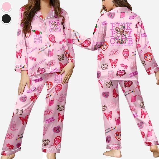 Pink Pony Club Pajamas, I'm Gonna Keep On Dancing PJS, Sapphic Lesbian Pride Music Pajamas