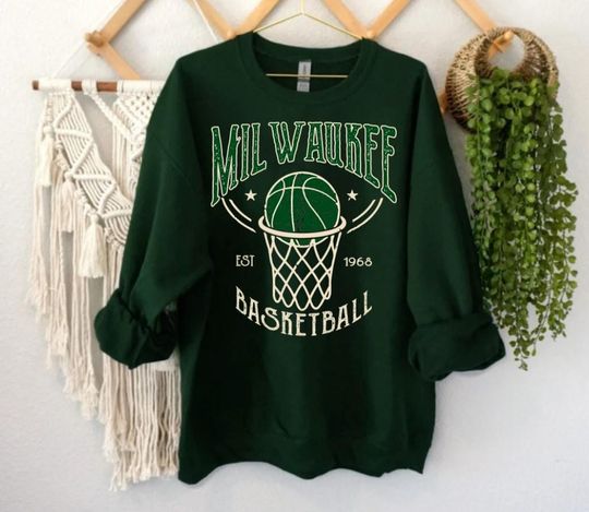 Milwaukee Basketball Est 1968 Vintage 90s Sweatshirt, Milwaukee Basketball Team Gameday Sweatshirt, Basketball Retro Sweatshirt