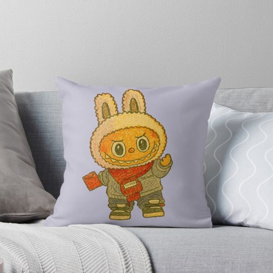 Cute Labubu Drawing Pillow, Cute Labubu Pillows Gift, Gift for Fan