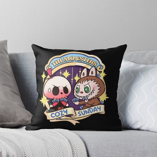 Labubu Monsters cozy sunday  Pillow, Cute Labubu Pillows Gift, Gift for Fan