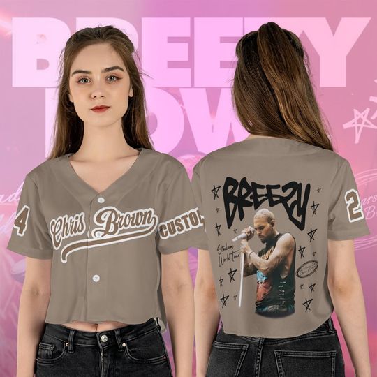 Personalized Chris Brown Breezy Bowl XX Tour 2025 Crop Top Baseball Jersey, Breezy Bowl Jersey, Chris Brown Jersey, Gifts for Team Breezy