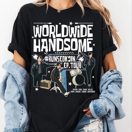 Jin BTS Worldwide Handsome Tour Shirt 2025, RunSeokJin Tee, Kpop BTS Shirt