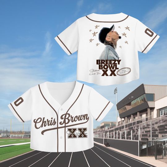 Chris Brown 2025 Crop top Baseball Jersey Full Mesh, Breezy Bowl XX Concert 2025, Chris Brown Merch,Country Music, XX tour, Breezy Bowl XX