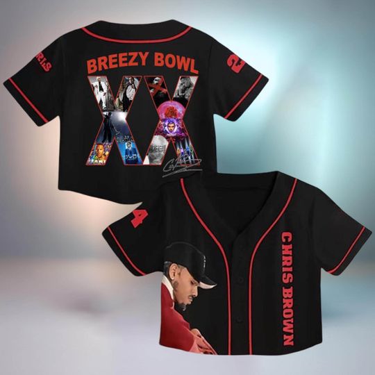 Chris Brown Breezy Bowl XX Crop top Football Jersey, Custom Concert Tour Shirt, Hip Hop Streetwear Top, Rapper Fan Gift, Music Memorabilia