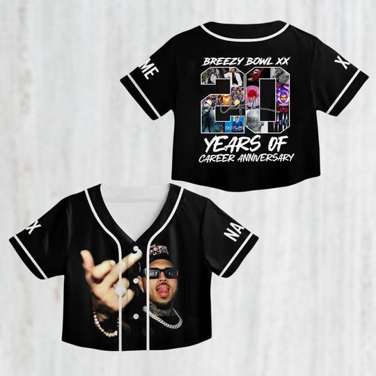 Custom Chris Brown Breezy Bowl XX Crop Top Baseball Jersey, Breezy Bowl Tour 2025 Jersey Shirt, Chris Brown Merch, Gift For Fans
