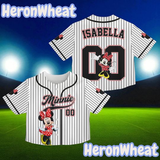 Personalized Disney Minnie Crop Top Baseball Jersey, Custom Disney Crop top Jersey, Cute Park Jersey, Disneyland Baseball Jersey