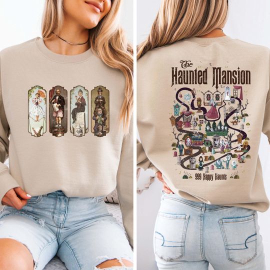 The Haunted Mansion Map Sweatshirt, Disney Halloween, Retro The Haunted Mansion Map, Stretching Room Crewneck, Disney Trip Sweatshirt