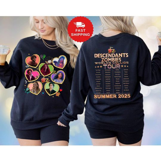 Retro Descendants Zombies World Tour 2025 Sweatshirt, Disney The Rise Of Red Concert, Summer Music Festival Epcot Matching Trip