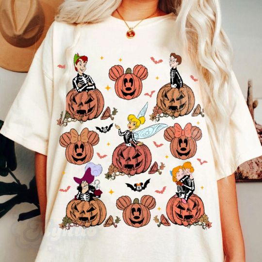 Peter Pan Mermaid Mickey Pumpkin T-Shirt, Spooky Season Shirt, Fall Season Trip Shirt, Halloween Party Tee