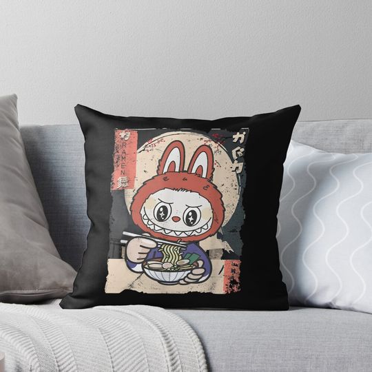 Labubu Ramen Japanese Pillow, Cute Labubu Pillows Gift, Gift for Fan