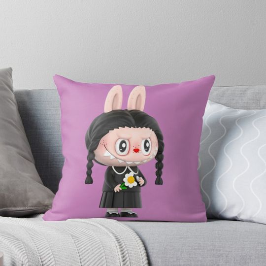 Wednesday Adams Labubu Pillow, Cute Labubu Pillows Gift, Gift for Fan