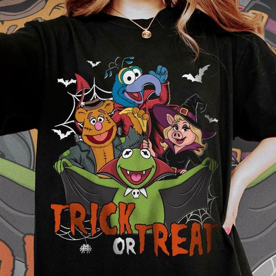 The Muppets Friend Kermit Trick Or Treat Shirt, Spooky Season Shirt, Fall Season Trip Shirt, Halloween Party Tee