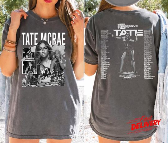 Tate McRae Double Sided T-Shirt, Miss Possessive Tour 2025, Concert and Merch