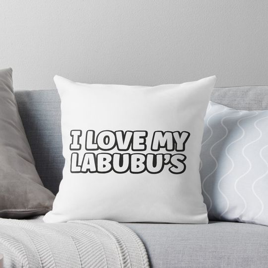 I Love My Labubu – Bold Minimalist Labubu Fan Design Pillow