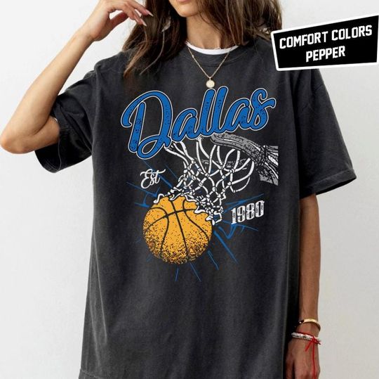 Dallas Basketball Vintage Est 1980 T-Shirt, Basketball Retro 90s T-Shirt, Game Day Shirt, Gift For Mom, Fathers Day Gift
