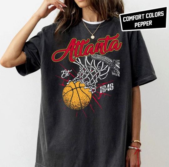Atlanta Basketball Vintage Est 1946 T-Shirt, Basketball Retro 90s T-Shirt, Game Day Shirt, Gift For Mom, Fathers Day Gift