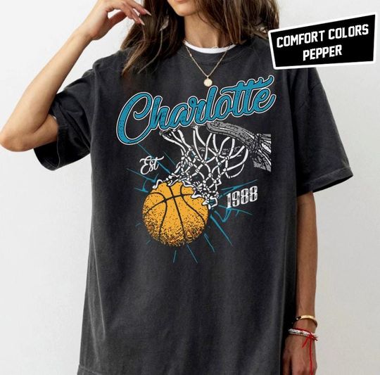 Charlotte Basketball Vintage Est 1988 T-Shirt, Basketball Retro 90s T-Shirt, Game Day Shirt, Gift For Mom, Fathers Day Gift
