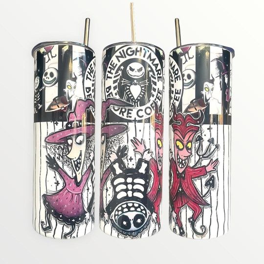 Nightmare Before Christmas - Lock, Shock and Barrell 20/30oz Insulated Skinny Tumbler - Graveyard