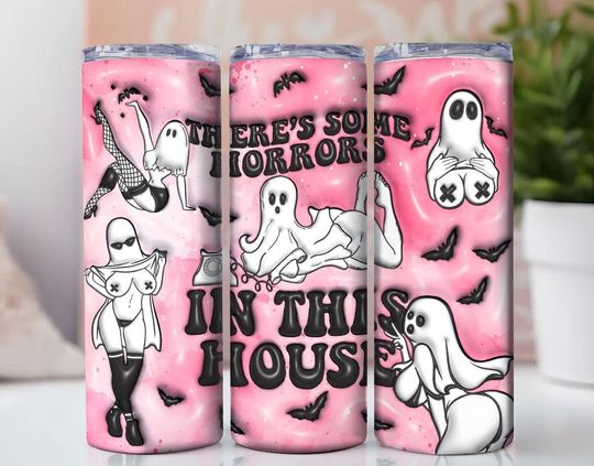 NOT A DIGITAL, theres some horrors in this house halloween, Sublimation Transfer, Ready To Press 20 oz Skinny Tumbler Transfer,