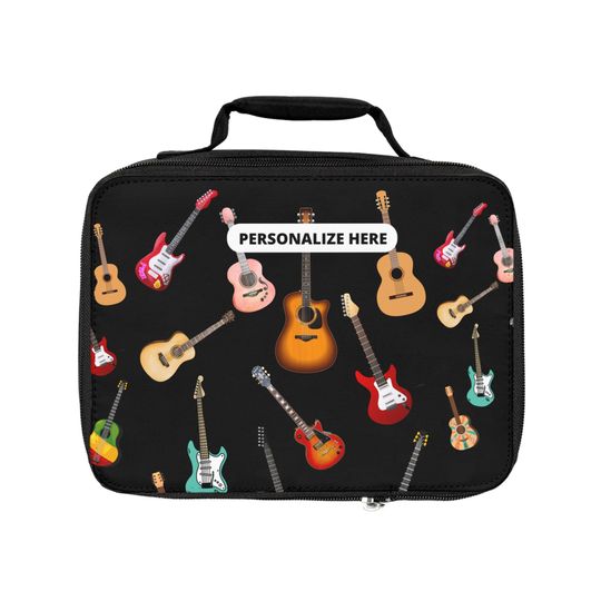 Personalized Guitar Player Lunch Bag, Back to School Lunch bag