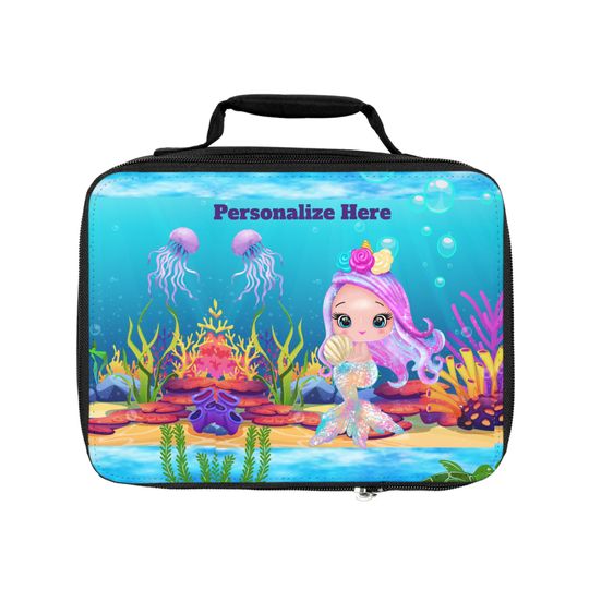 Personalized Mermaid Lunch Bag, Back to School Lunch bag