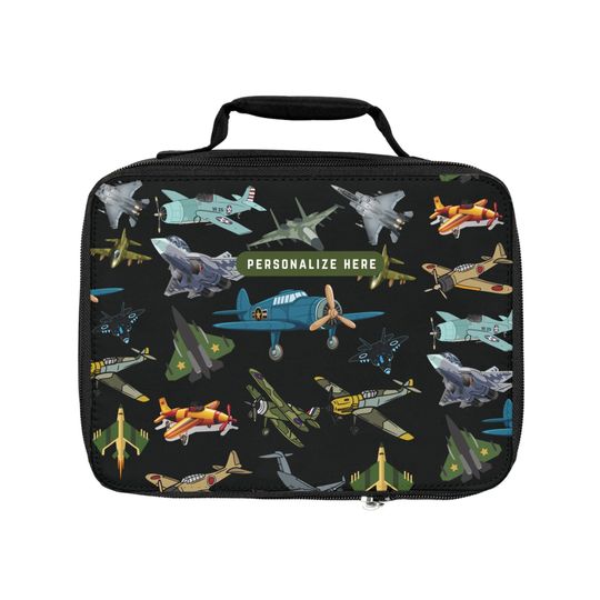 Personalized Fighter Plane Lunch Bag, Back to School Lunch bag