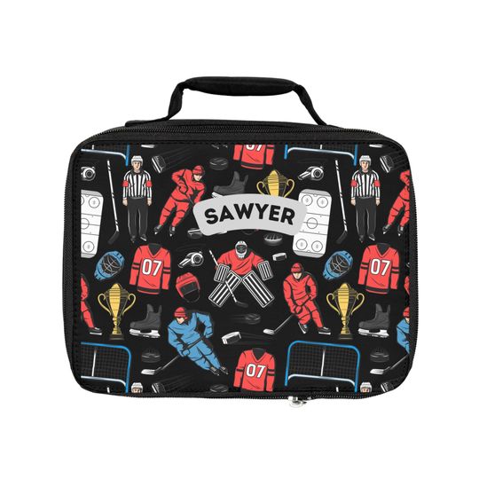 Personalized Hockey Lunch bag, Back to School Lunch bag