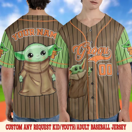 Personalized Star Wars Grogu Galaxy's Edge Fan Gift Baseball Jersey Shirt