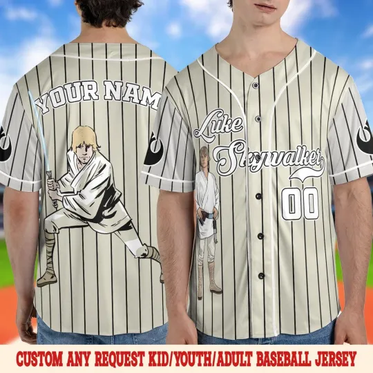 Personalized Star Wars Luke Skywalker Galaxy's Edge Gift Baseball Jersey Shirt
