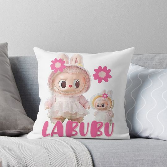 Cute Labubu - The Pink Lover Monsters  Pillow, Cute Labubu Pillows Gift, Gift for Fan