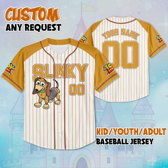 Custom Slinky Dog Toy Story Baseball Jersey, Disney Slinky Dog Jersey Shirt, Disney Baseball Jersey Sports Team, Disneyland Family Trip 2025