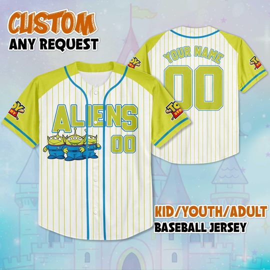 Custom Little Green Aliens Toy Story Baseball Jersey, Disney Aliens Jersey, Disney Baseball Jersey Sports Team, Disneyland Family Trip 2025