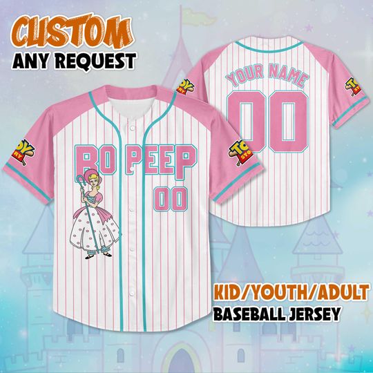 Custom Bo Peep Toy Story Baseball Jersey, Disney Bo Peep Jersey Shirt, Disney Baseball Jersey Sports Team, Disneyland Family Trip 2025
