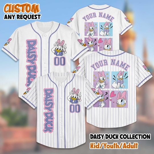 Personalized Disney Daisy Duck Baseball Jersey, Custom Daisy Duck Jersey Shirt, Disney Baseball Team Outfit, Disney Trip 2025 Shirt