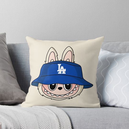 Labubu Soymilk Baseball Team Face Pillow, Cute Labubu Pillows Gift, Gift for Fan