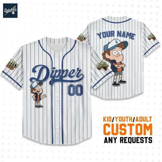 Custom Dipper Pines Baseball Jersey, Disneyland Baseball Team, Gift for Disney Fan