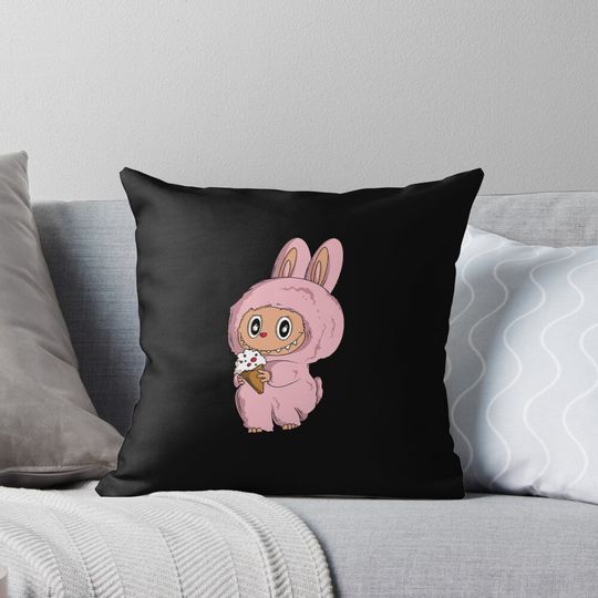 Labubu eating ice cream Pillow, Cute Labubu Pillows Gift, Gift for Fan