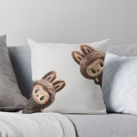 Brown Labubus Peaking  Pillow, Cute Labubu Pillows Gift, Gift for Fan