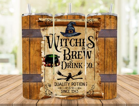 20 oz Skinny Tumbler - Witches Brew Halloween Insulated Cup - Spooky Fall Gift for Witch Lovers