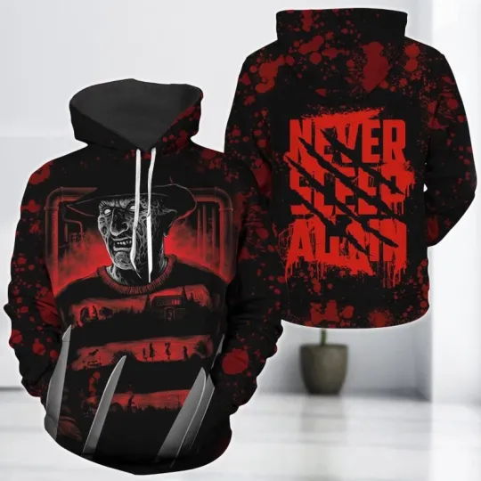 Freddy Krueger Never Sleep Again Happy Halloween Bloody Hoodie 3D Printed