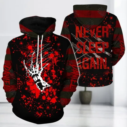 Personalized Freddy Krueger Never Sleep Again Halloween Gift Hoodie 3D Printed