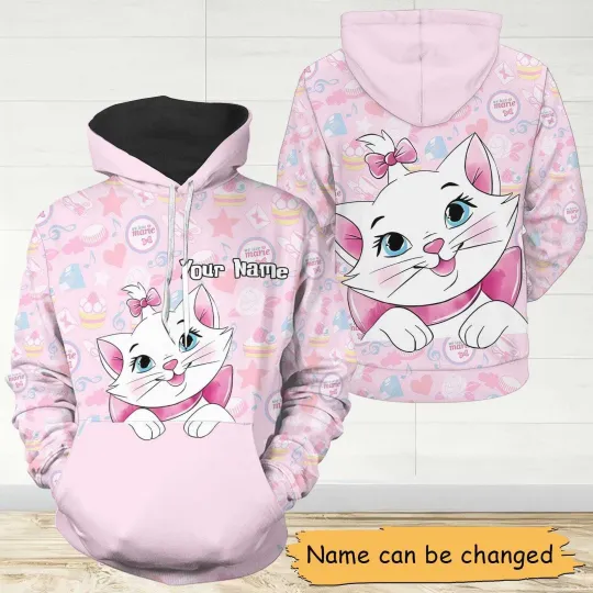 Personalized Cute Marie Cat Coquette The Aristocats Pinky Hoodie 3D Printed