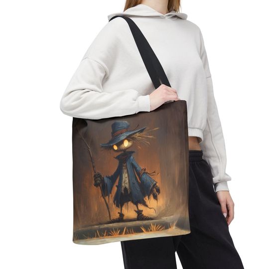 Whimsical Scarecrow Tote Bag, Eco-Friendly Bag, Halloween Gift, Unique Artwork, Trick or Treat Bag, Farmer's Market Bag