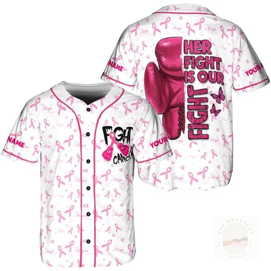 Ribbon Breast Cancer Baseball Jersey, Custom Breast Cancer Coquette Shirt