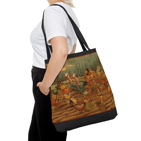 Harvest Parade Tote Bag, Over the Garden Wall, Halloween Themed Tote Bag, Trick or Treat Bag, Harvest Pumpkin Tote