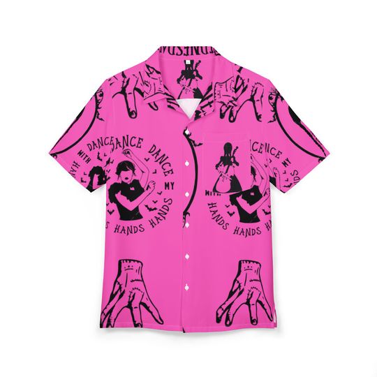 Wednesday Addams Hawaiian Shirt, Gothic Pink Alternative Aloha, Unisex Button-Up