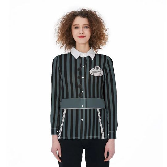 Haunted Mansion Maid Shirt, Ghost Host Blouse Shirt, Halloween Cosplay Costume Shirt, Halloween Blouse Women Shirt