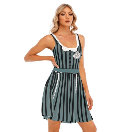 Haunted Mansion Skater Dress, Haunted Mansion Maid Dress, Ghost Host Mom Daughter Dress, Ghost Host Women Dress, Halloween Women Dress