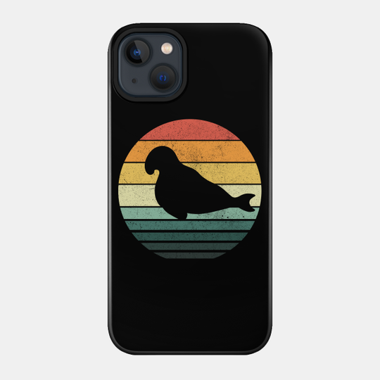 Elephant seal Sunset Retro Vintage 70s Funny Animal Nature Lovers - Vintage Sunset Elephant Seal Lovers - Phone Case