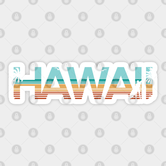 Hawaii Art Surf Beach Vintage Hawaiian Beach Maui Island Retro Honolulu Flower - Kids - Sticker